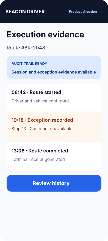 Product direction: Route history