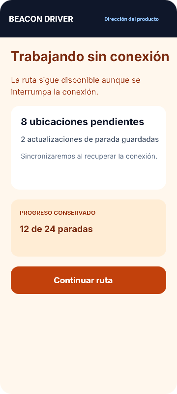 Dirección de producto: Estado sin conexión